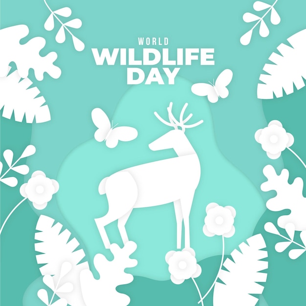 World wildlife day illustration in paper style