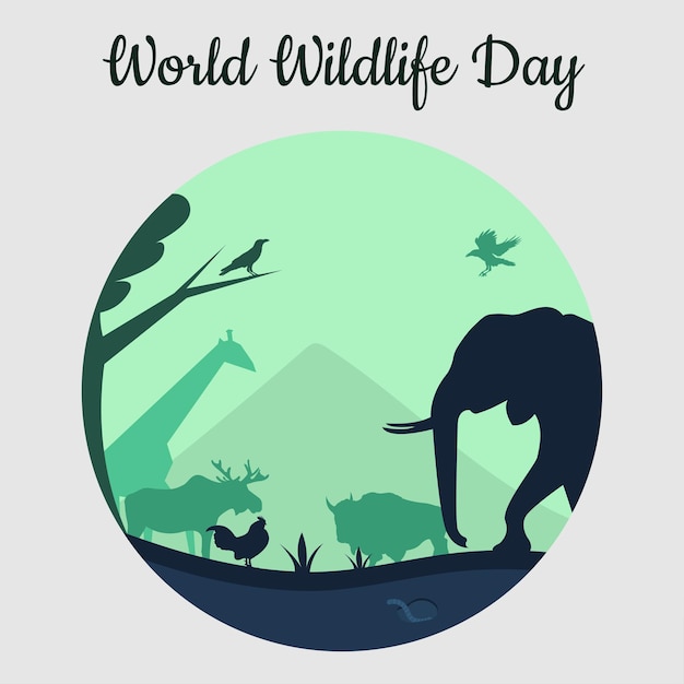 World wildlife day silhouette social media post