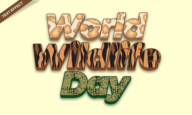 World wildlife day text effect design