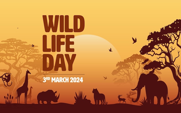 World Wildlife Day Vector Background Template Design