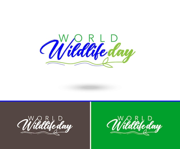 世界野生生物の日、ポスター、バナー ベクトル イラストのベクトル ニーモニック ロゴ デザイン
