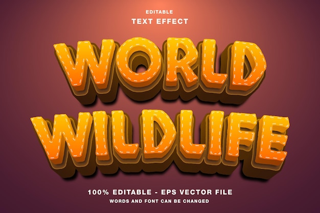 Vector world wildlife editable text effect