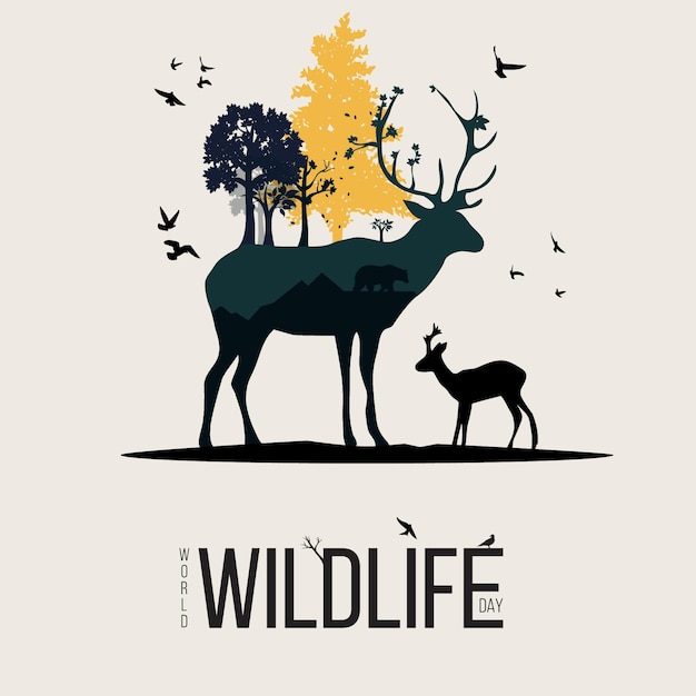 World WildlifeWorld Wildlife Day met creatief illustratieposterontwerp