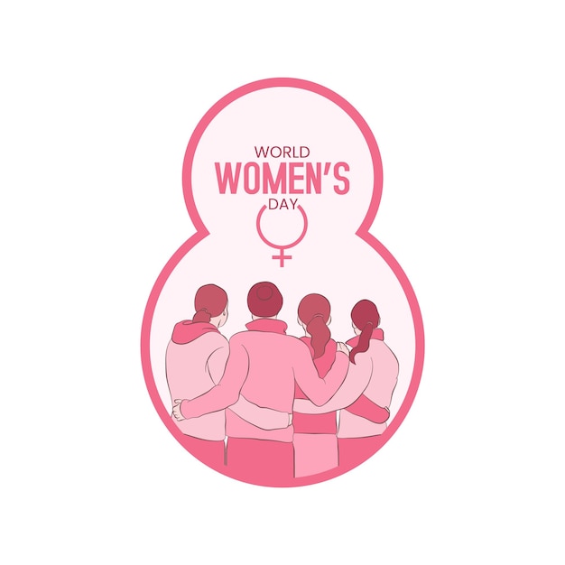 Vector world women's day 8 march pink sign