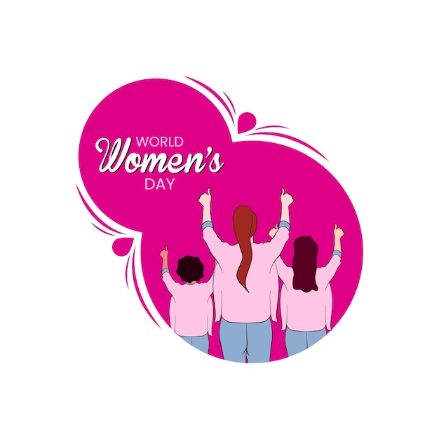 World women's day with girls back view vector design