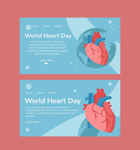 벡터 worldheartday소셜미디어랜딩페이지웹템플릿