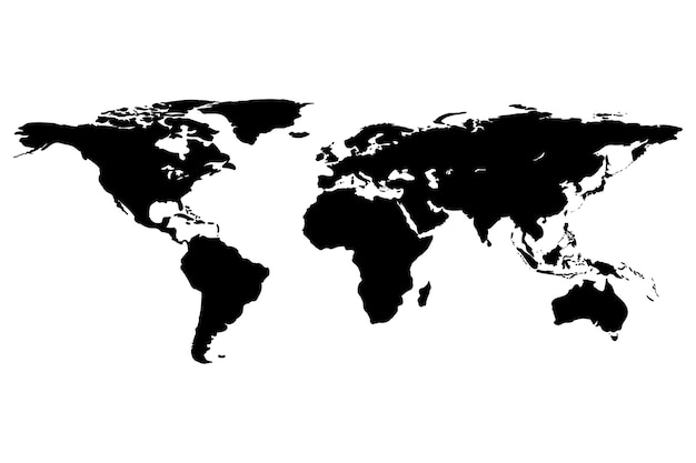 世界地図テンプレートのシルエット。インフォグラフィックの世界地図。白で隔離のベクトル図