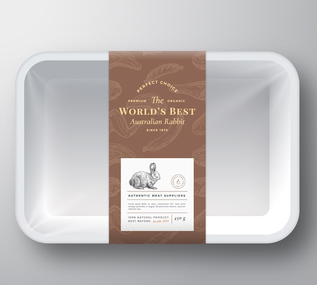 Vector worlds best rabbit abstract vector plastic tray container cover
