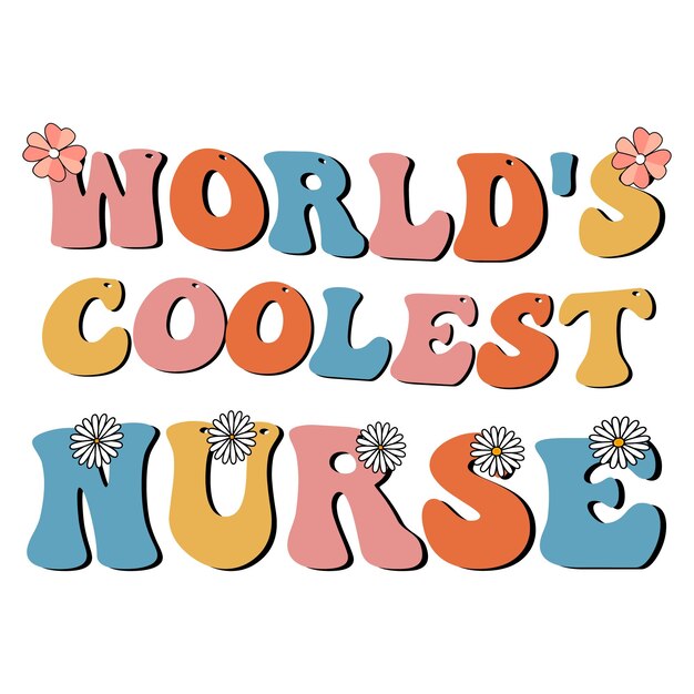 벡터 세계에서 가장 멋진 간호사 복고풍 간호사 승화 티셔츠 디자인 그루비 간호사 디자인
