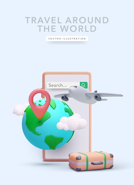 Vector worldwide concept poster in realistic style