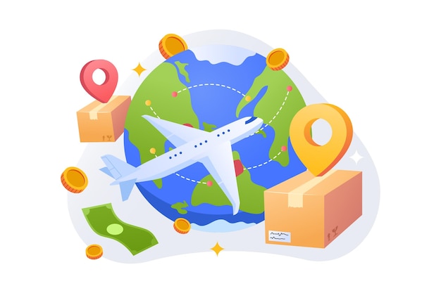 Worldwide shipping vector illustration