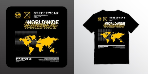 Worldwide t-shirt design, suitable for screen printing, jackets and others