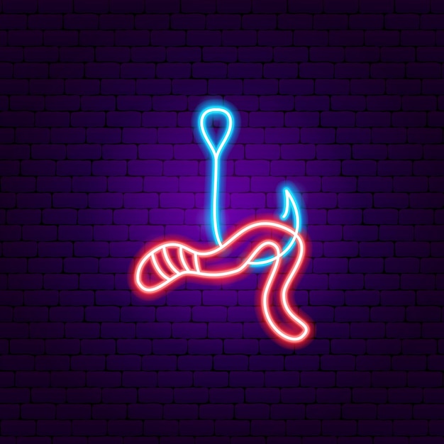 Worm bait hook neon sign