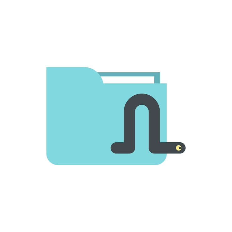 Vector worm in email icon in flat style isolated on white background infection symbol