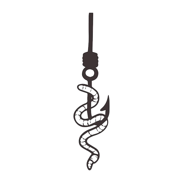 worm on a hook vector illustration. worm for fishing. worm for catching fish