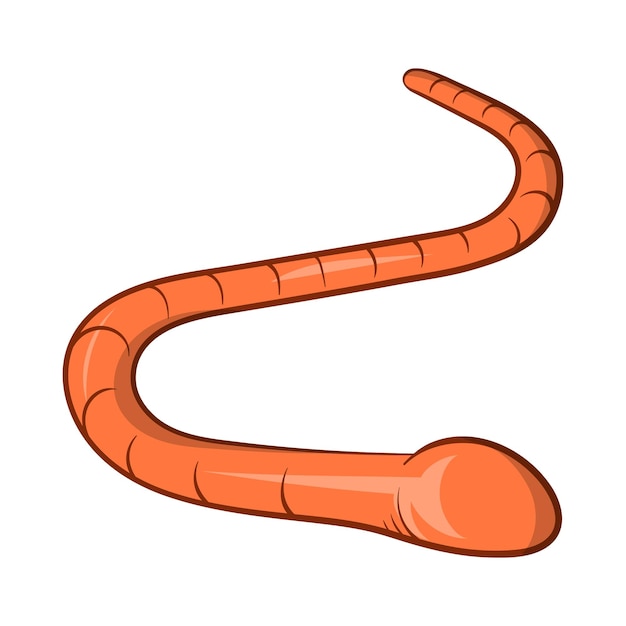 Worm icon in cartoon style isolated on white background Bait symbol