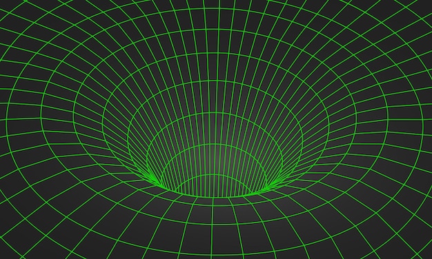 Wormgat geometrische raster wireframe tunnel vlakke stijl ontwerp vectorillustratie