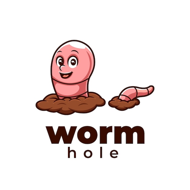 Wormgat Leuk creatief cartoon-logo-ontwerp