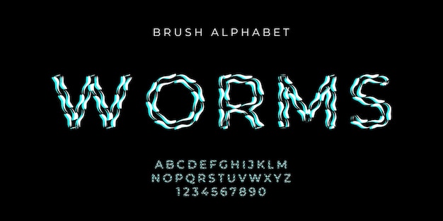 worms text effect and alphabet font vector