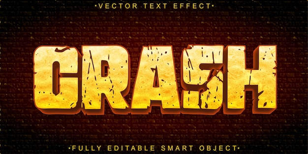 Worn Crash Crack Vector Volledig bewerkbaar Smart Object Text Effect