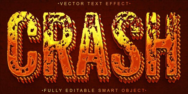 Worn Crash Crack Vector Volledig bewerkbaar Smart Object Text Effect