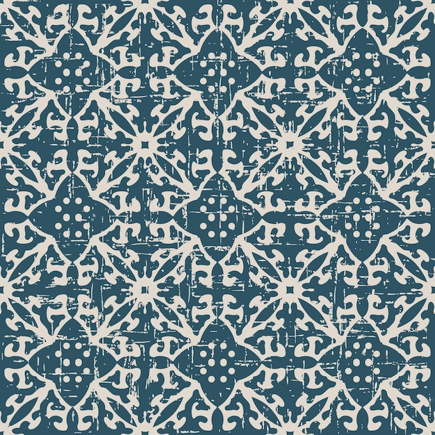 Worn out antique seamless pattern with Botanic Cross Vine Flower