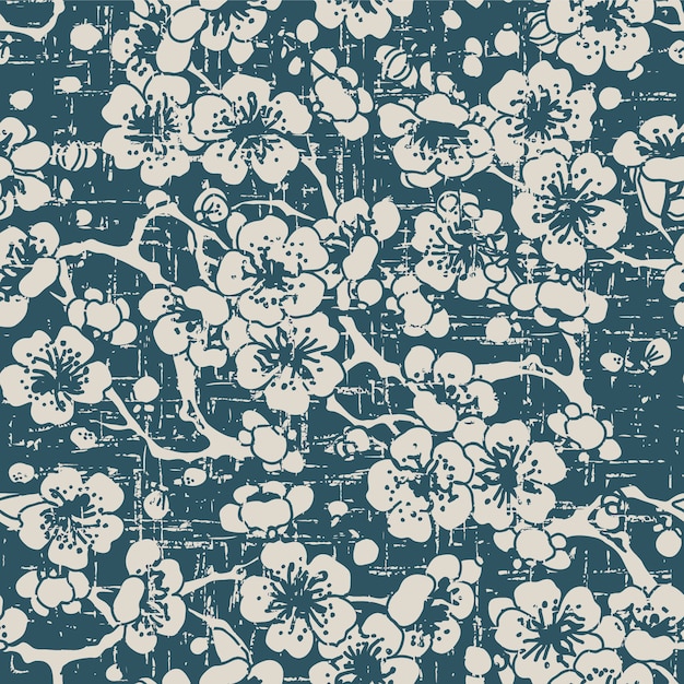 Vector worn out antique seamless pattern with cross plum blossom