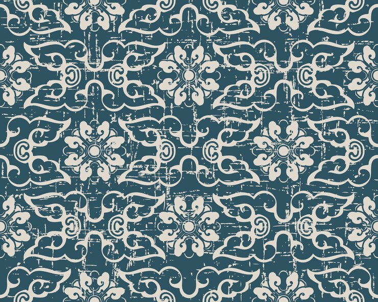 Vector worn out antique seamless pattern with round cross flower