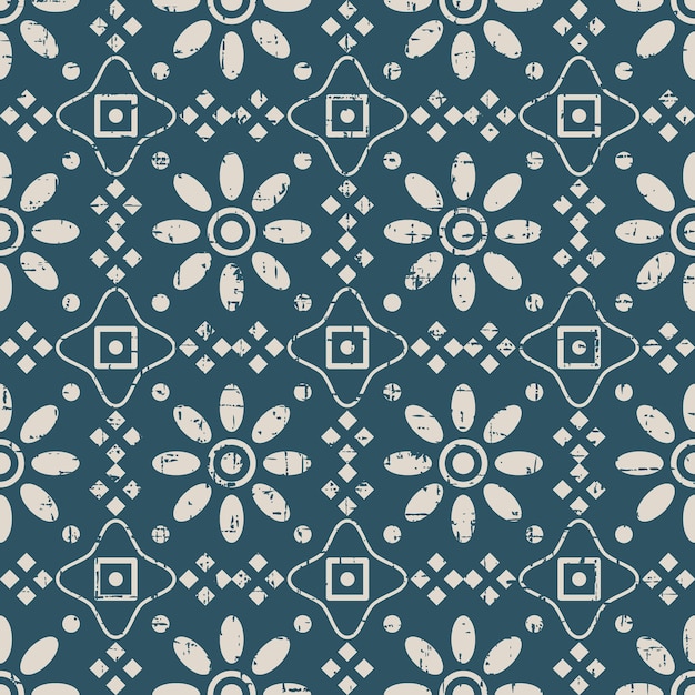 Worn out antique seamless pattern with round flower