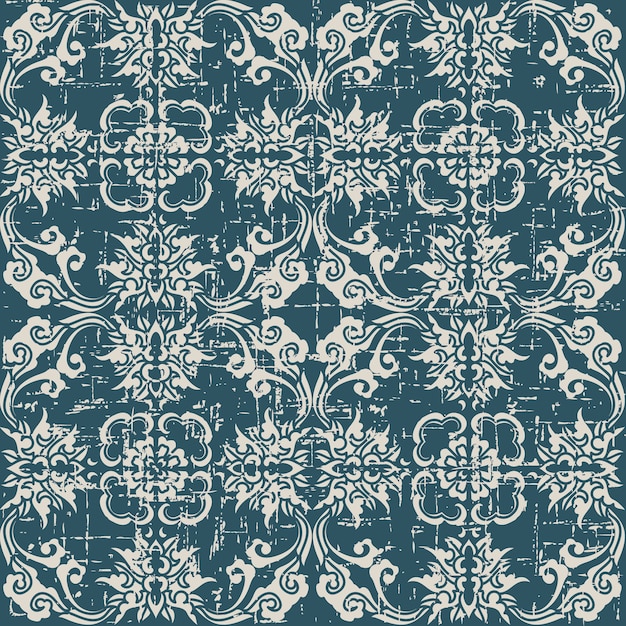 Worn out antique seamless pattern with spiral cross flower