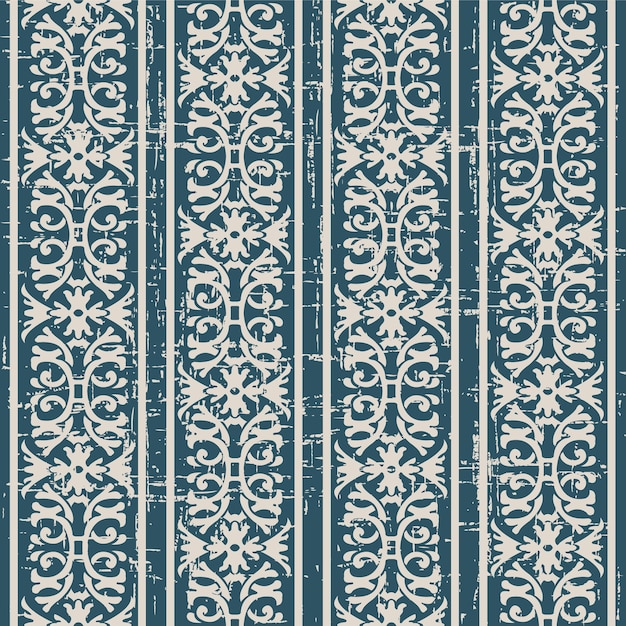 Worn out antique seamless pattern with Spiral Flower Chain