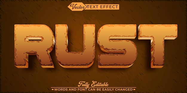 Vector worn rusty bronze vector fully editable smart object text effect