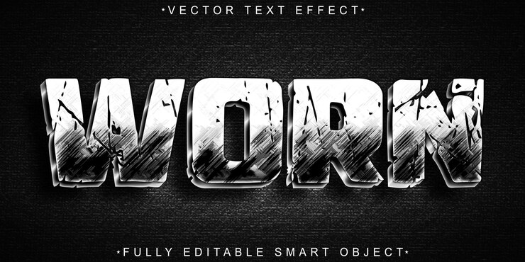 Vector worn vector fully editable smart object text effect