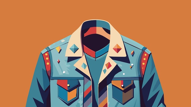 Vector a wornout denim jacket has been transformed into a stunning work of art with the help of upcycling