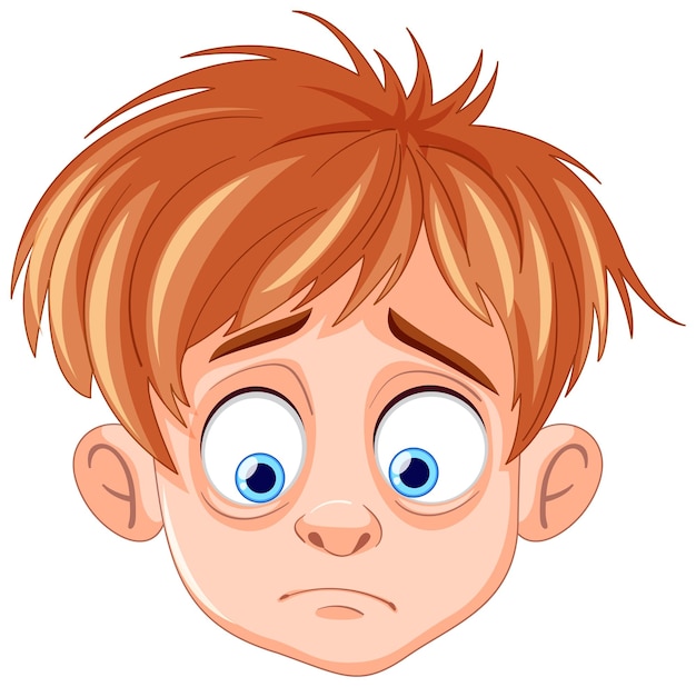 Vector worried young boy cartoon expression