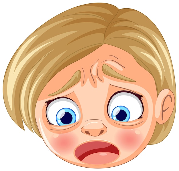 Vector worried young girl cartoon expression