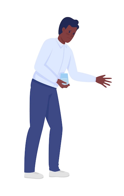 Worrying man semi flat color vector character Feeling sorry Posing figure Full body person on white Taking compassion simple cartoon style illustration for web graphic design and animation