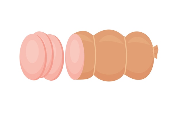 Worsten van rundvlees, varkensvlees, Cartoon stijl realistische vector illustratie pictogrammen geïsoleerd op een witte achtergrond