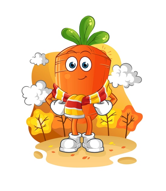 Wortel in de herfst. cartoon mascotte vector