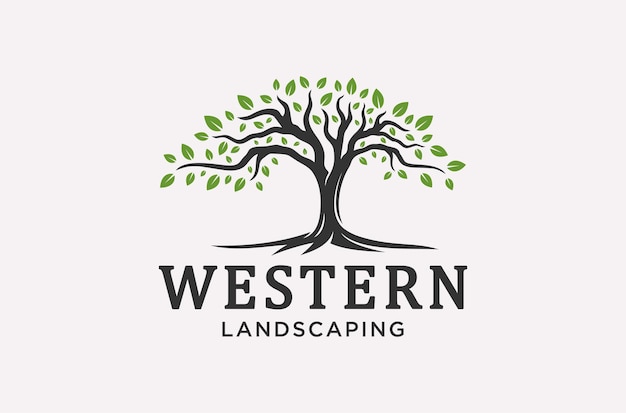 Wortels of boom van landschapsarchitectuur logo ontwerp.