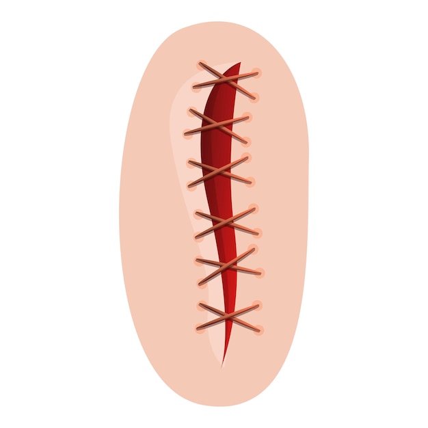 색 바탕에 고립된 웹 디자인을 위한 상처 suture 터 아이콘의 만화