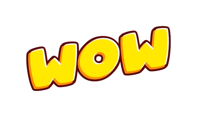 Vector wow 3d-effect belettering geïsoleerd op wit kleurrijke tekst effect ontwerp vector tekst of inscripties in het engels het moderne en creatieve ontwerp heeft rode oranje gele kleuren