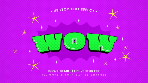 Vector wow cartoon retro 3d editable text style effect