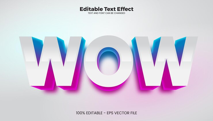 Vector 와우 현대적인 트렌드 스타일의 편집 가능한 텍스트 효과