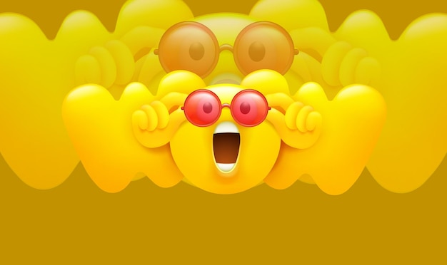 Wow emoji icon set met emoticon geel karakter