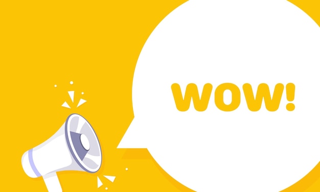 Wow Flat yellow wow banner Vector illustration