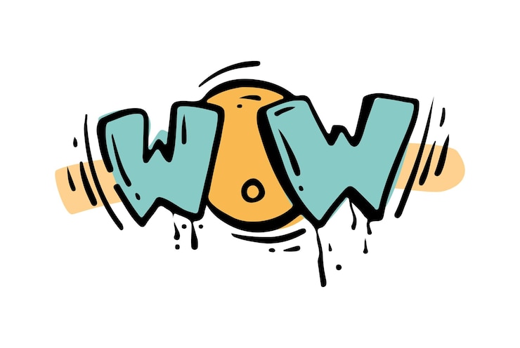 Vector wow graffiti uitroepwoord op stedelijke oppervlakken