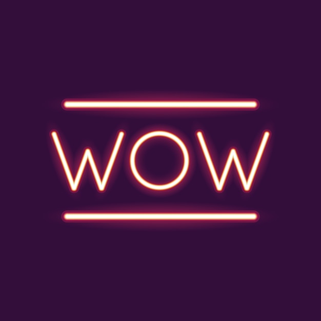 Wow neon font icon
