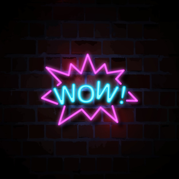 Wow neon sign illustration