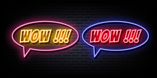 Wow neon text neon symbol